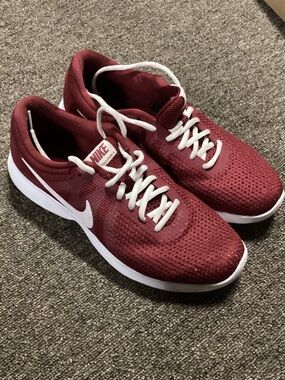 Nike Burgundy Mesh Running Sneakers with White Swoosh